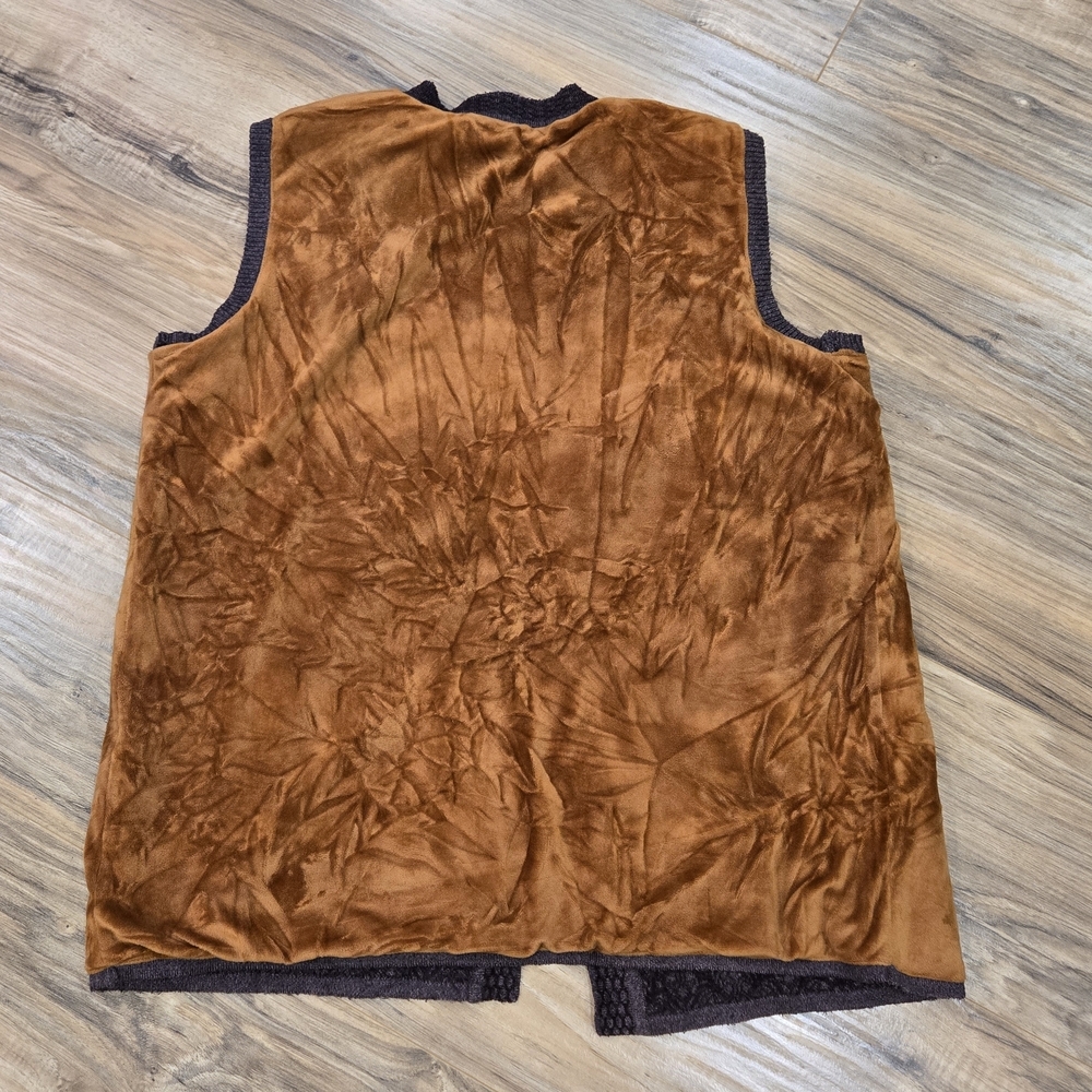 Vintage Dark Purple And Mauve Knit Vest With Reversible Gold Velour Lining - EUC - Picture 4 of 8